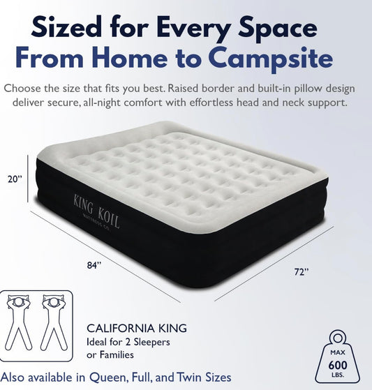 Like New King Koil Luxury California King 20” Air Mattress With Built-in Pump