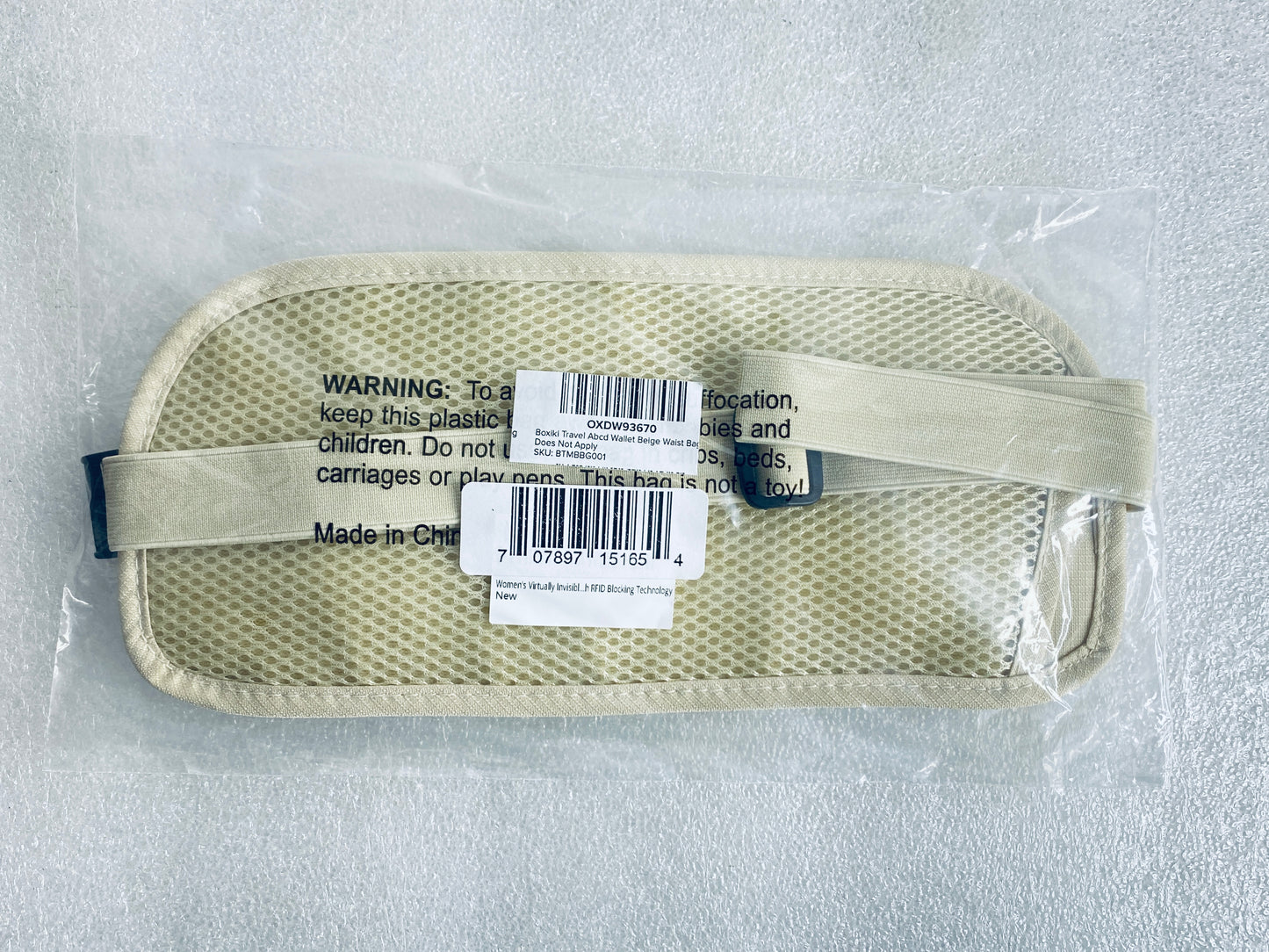 New Boxiki RFID Blocking Money Belt For Travel With Adjustable Strap, Beige