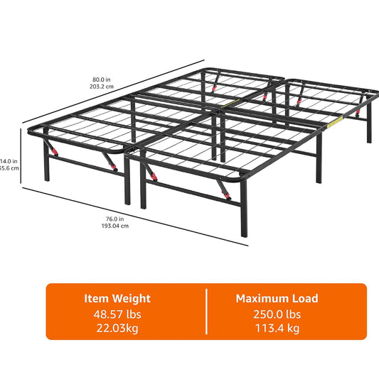 New Other Amazon Basics King Size 14” Foldable Metal Platform Bed Frame, Black