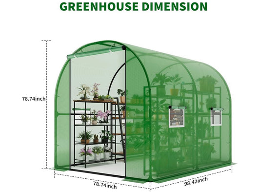 New Other IdealHouse Walk-in Greenhouse For Outdoors, 8.2’ x 6.6’ x 6.6’, Green