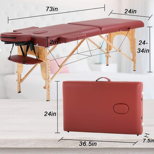New Other BestMassage 24" Wide Portable Folding Massage Table, Burgundy