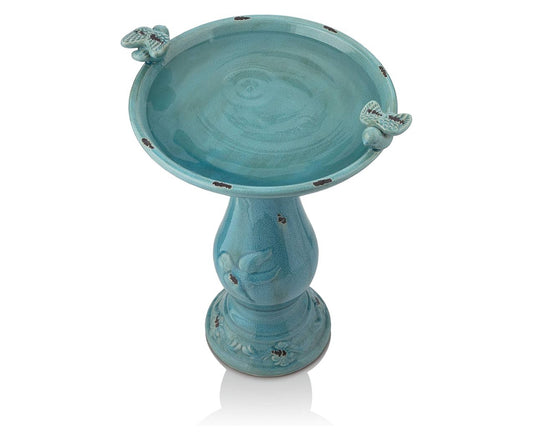 New Other Alpine Corporation 25" Tall Outdoor Ceramic Antique Pedestal Birdbath