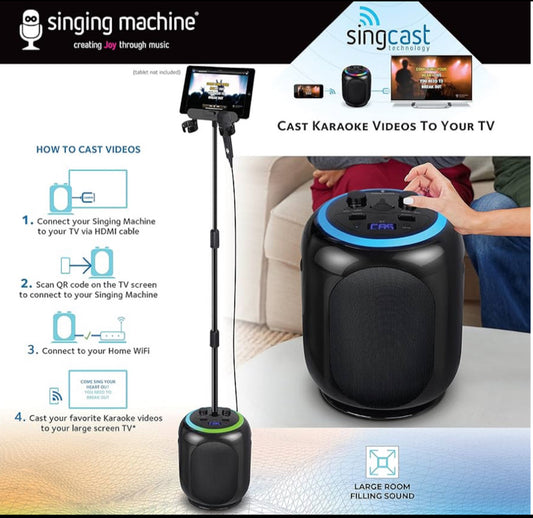 New Open Box Singing Machine SingCast Bluetooth Video Casting Karaoke Machine