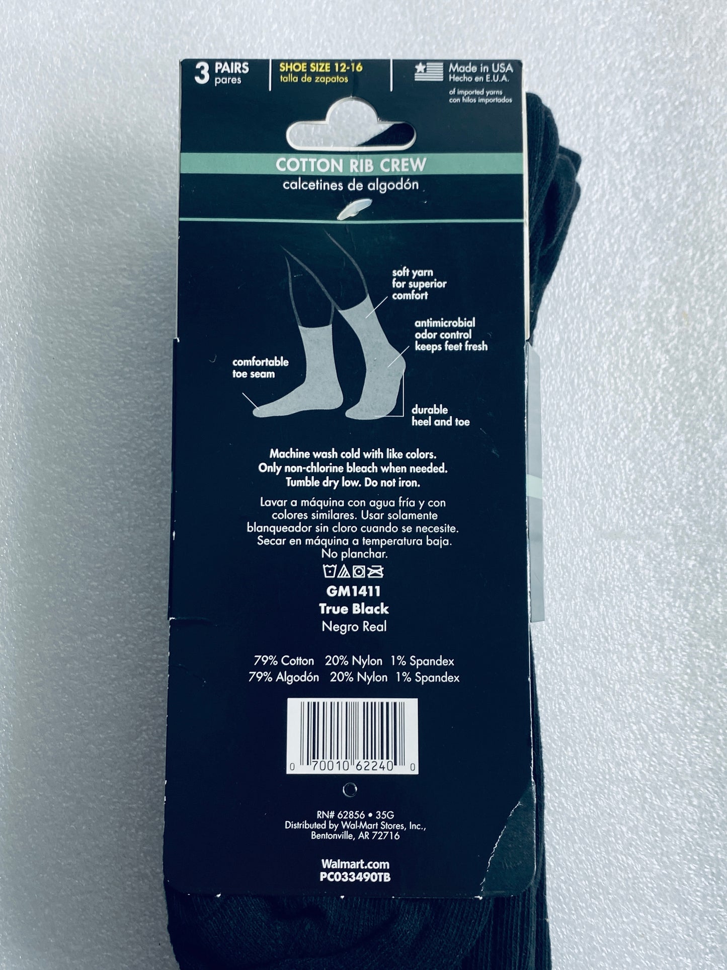 lot Of 2 New–George Nylon Crew & Cotton Rib Crew Socks, Shoe Size 6-12, 6 Pairs
