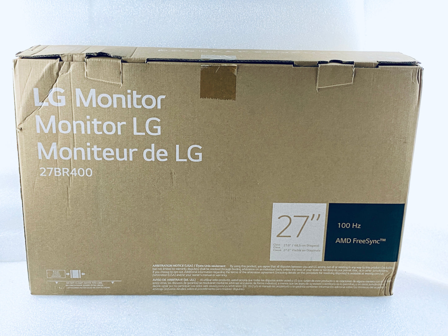 New Open Box LG 27" IPS 100Hz FHD LCD Monitor W/ AMD FreeSync Technology, Black