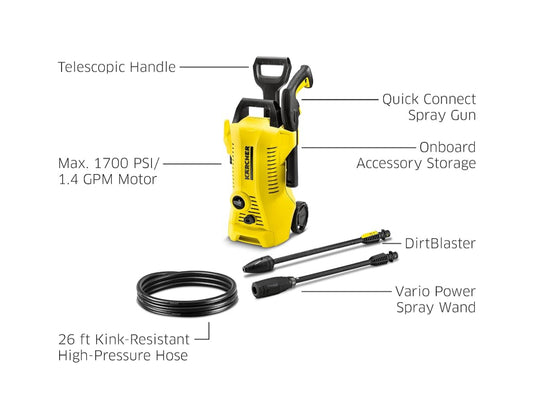 Kärcher K2 Power Control Pressure Washer With 2000 Max PSI & 25 ft. Hose