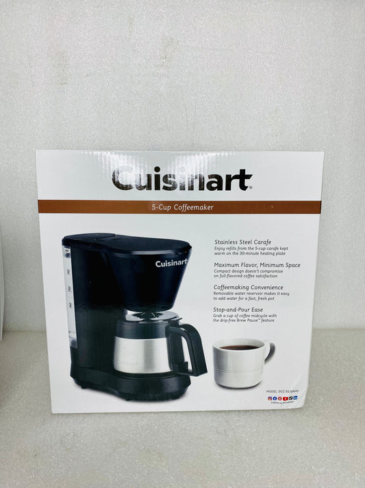 New Open Box Cuisinart 5-Cup Coffee Maker With Stainless Steel Carafe, Black