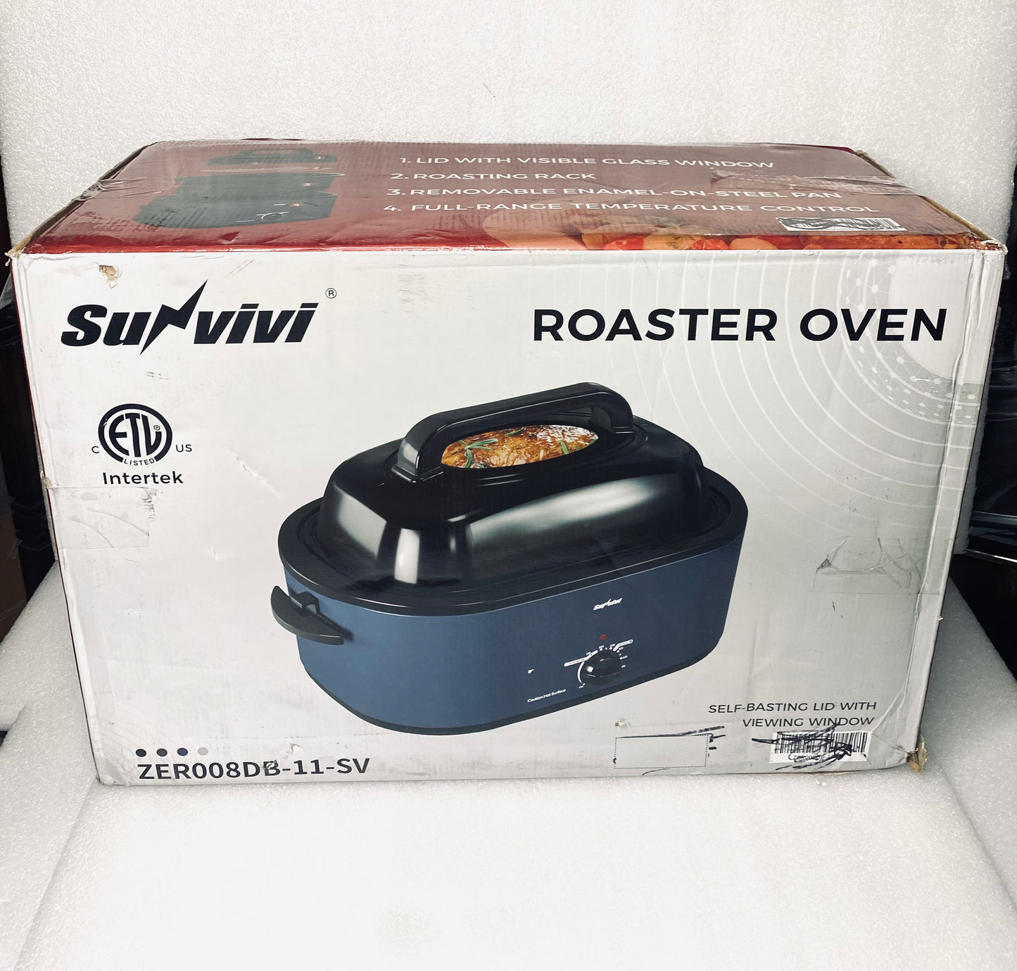 new Other - Sunvivi 28 Qt Roaster Oven Self-Basting Lid W/ Viewing Window, Blue