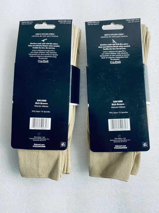 lot Of 2 New – George Nylon Crew Socks, Shoe Size 6-12, 6 Pairs Total