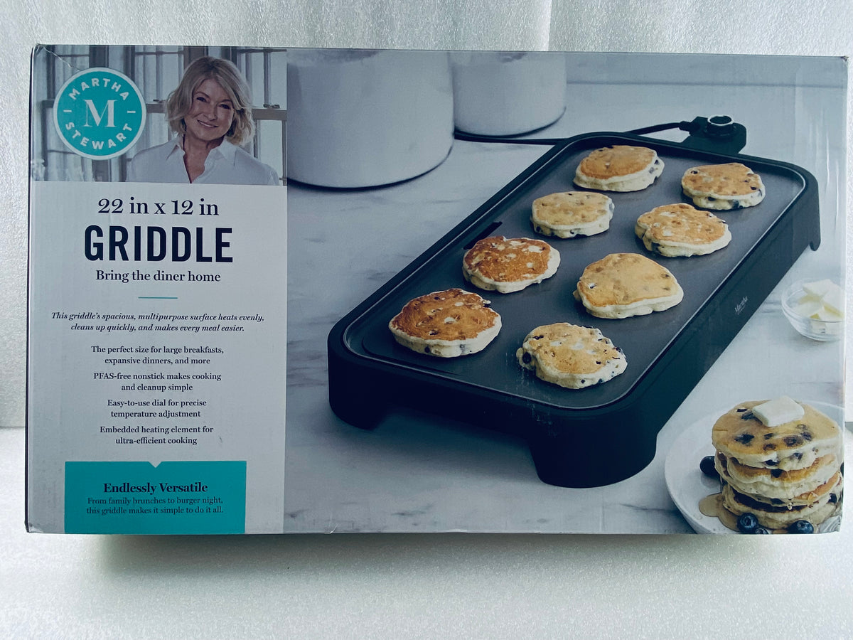 New Other Martha Stewart 22” x 12” Griddle, Caviar Gray