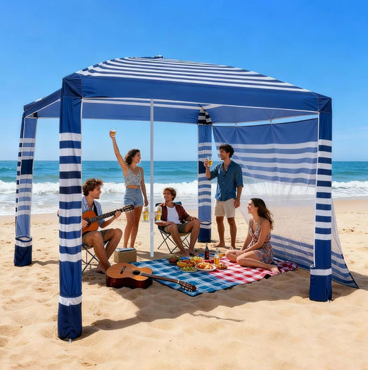 New Open Box VEVOR 8’x8’ Beach Canopy Cabana With Side Wall & Carrying Bag