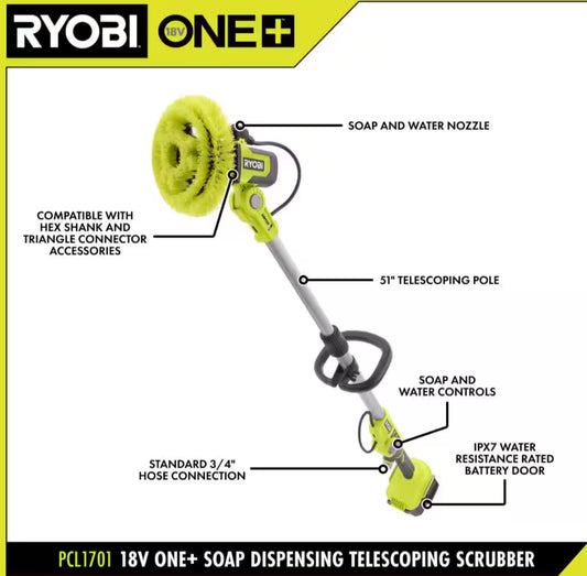 New Other Ryobi ONE+ 18V Cordless Soap Dispensing Scrubber, Tool Only