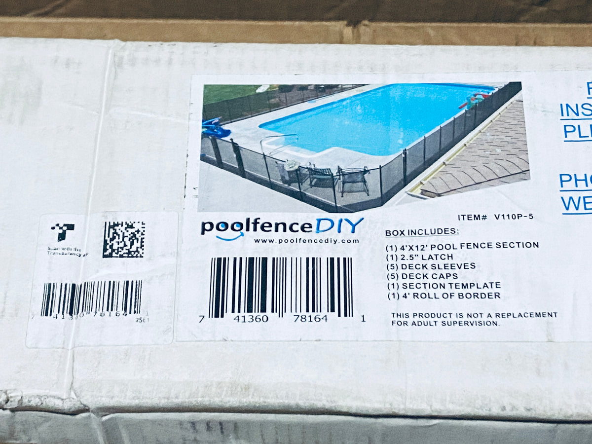 New Life Saver Pool Fence DIY Black Mesh 4’ x 12’ Fencing Section Kit