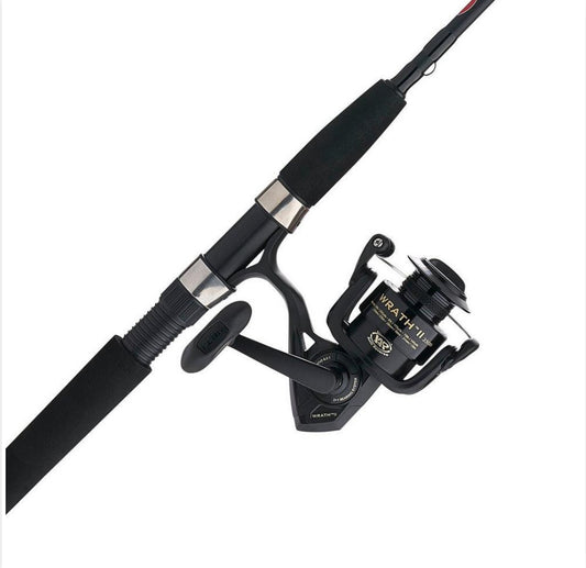 New Other PENN 8' Wrath II Fishing Rod & Spinning Reel Combo, Black