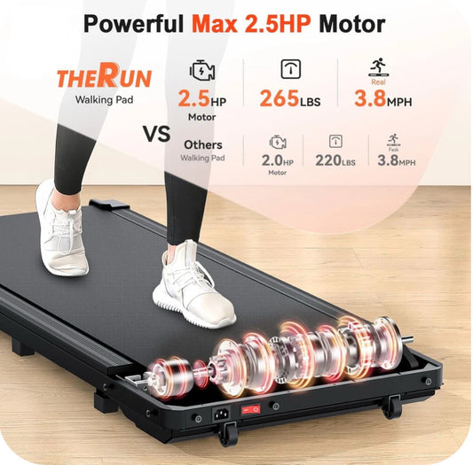 New THERUN Walking Pad Treadmill W/ 2.5HP, 265lbs Capacity, LED Display & Remote