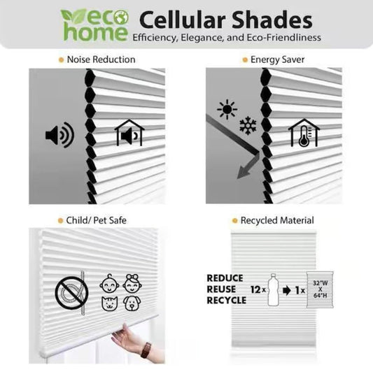 New Open Box DEZ FURNISHINGS Cordless 1" Light Filtering Cellular Shade, 63"x72"