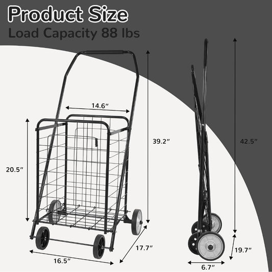New Other Elevon Foldable Shopping Utility Cart With Rolling Wheels, Black