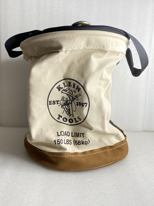 Klein Tools 17" H/14” W 150lb. Canvas Bucket With Zip-Close Top & Leather Bottom