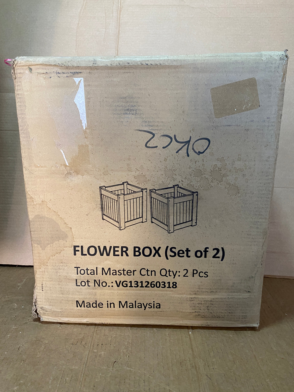 Set Of 2 - New Open Box Furinno Tioman Hardwood Flower Boxes, Natural