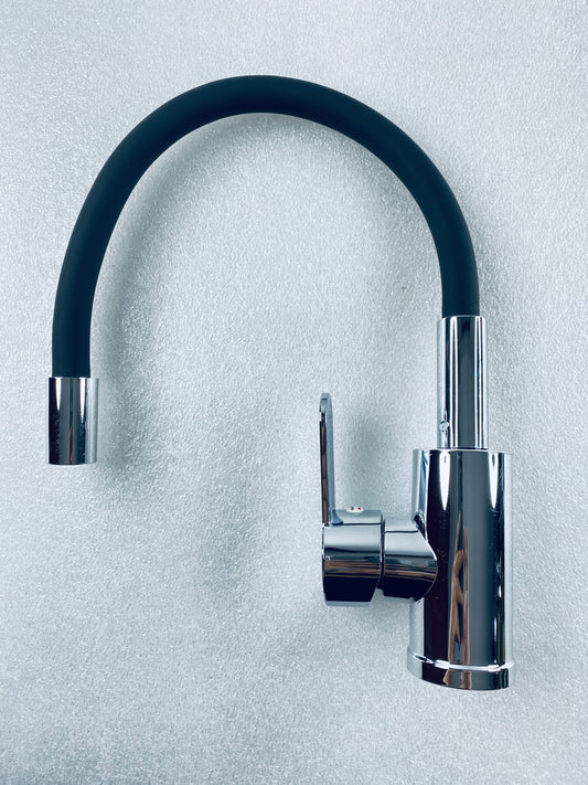 New Other Flexible Kitchen Faucet With Single Handle Lever, Chrome/Black