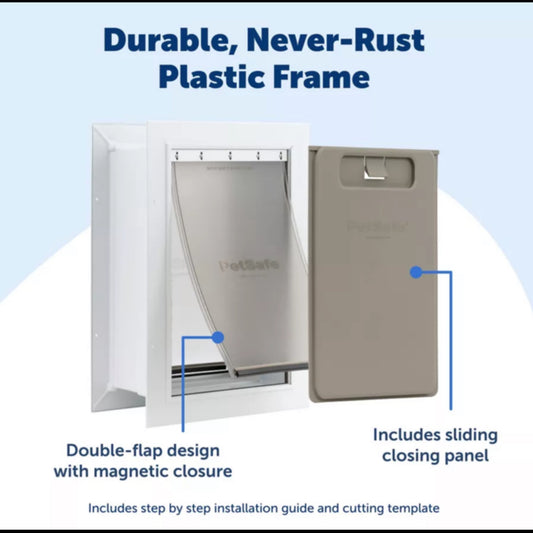 New Other PetSafe White Large Wall Entry Pet Door W/ 10 1/4” x 16 1/4” Door Flap