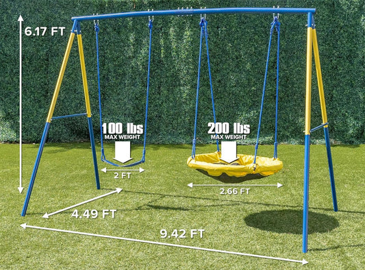 Sportspower My 1st 6.17’ Belt Swing & 32” Saucer Outdoor Playset For Backyard