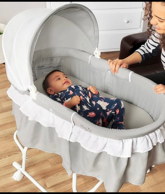 new Other - Dream Of Me Portable 2-In-1 Lacy Bassinet, Light Gray