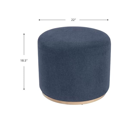 New Other HomePop Blue Woven Fabric Wood Base Drift Ottoman