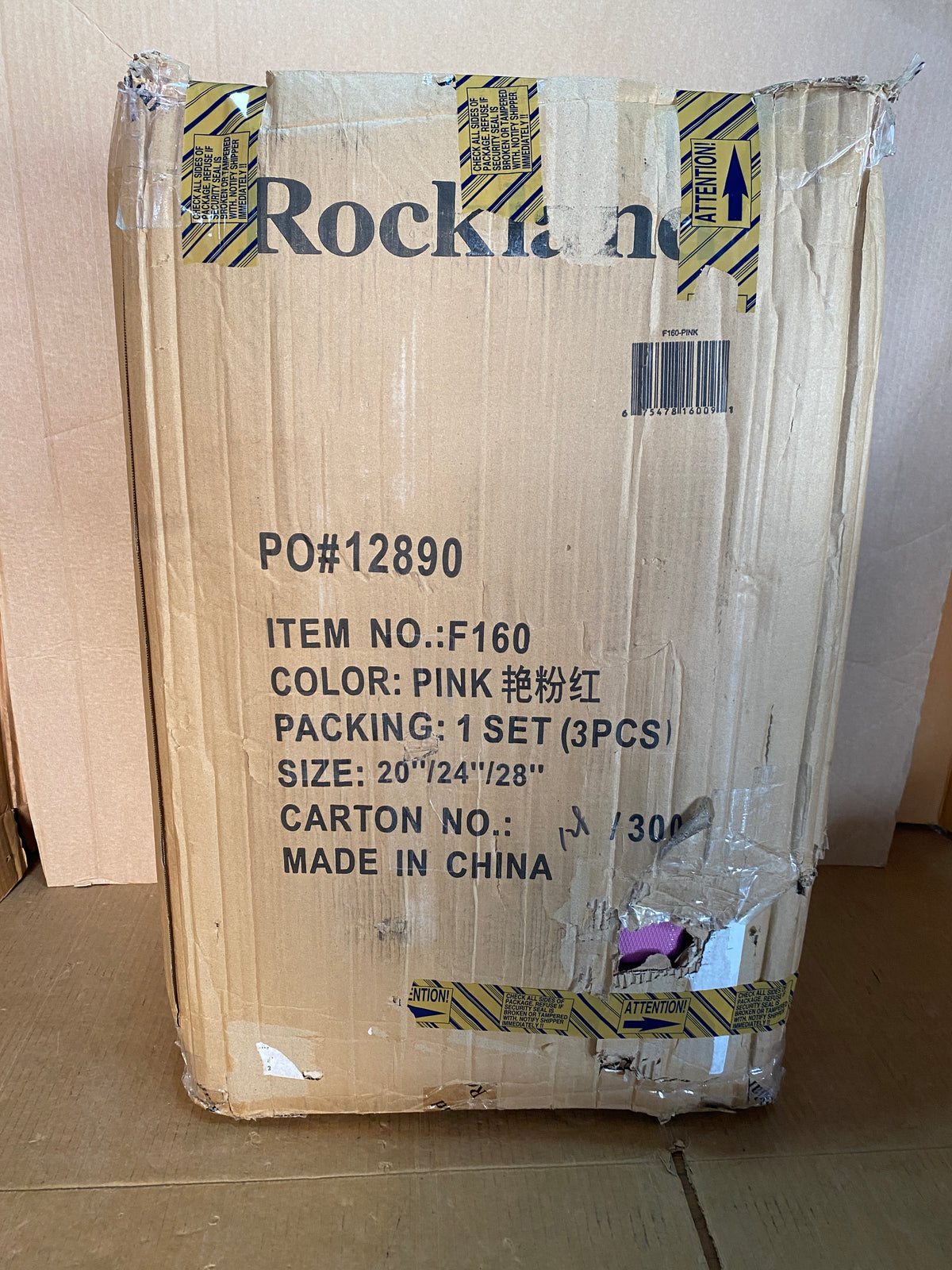 Set Of 3 - New Open Box Rockland Melbourne Expandable Spinner Wheel Luggage Set