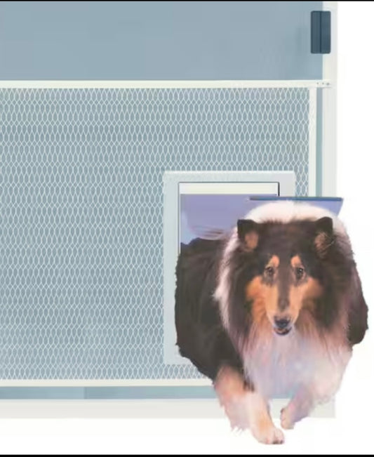 ideal Pet Products Screen-Guard Pet Door Large Flap Size 10 1/2” x 15”, White