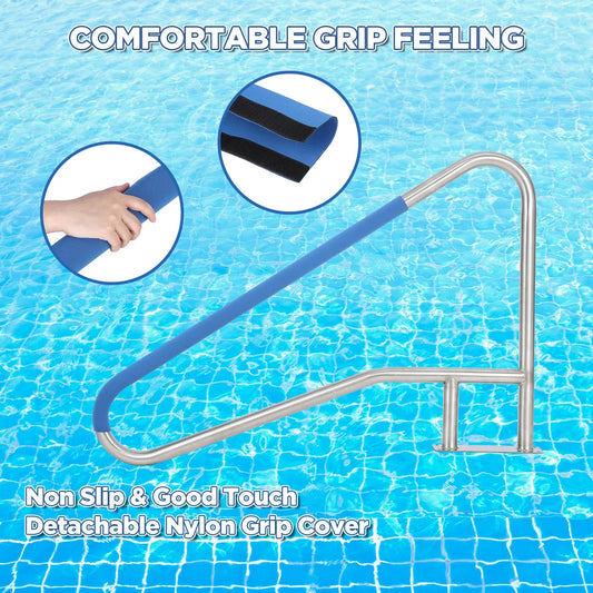 New Other Garvee 55″×32″ Stainless Steel Pool Handrail With Non-Slip Grips