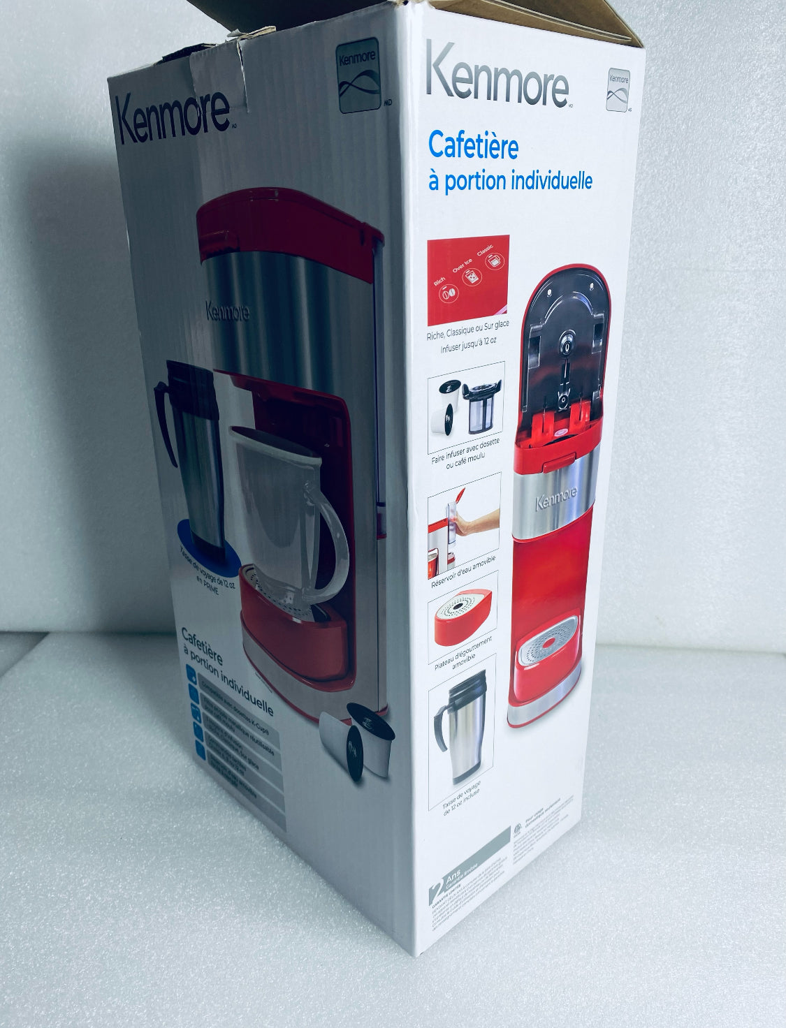 New Kenmore Single Serve Coffee Maker One Cup Brewer W/ 6–12 Oz Brew Sizes, Red