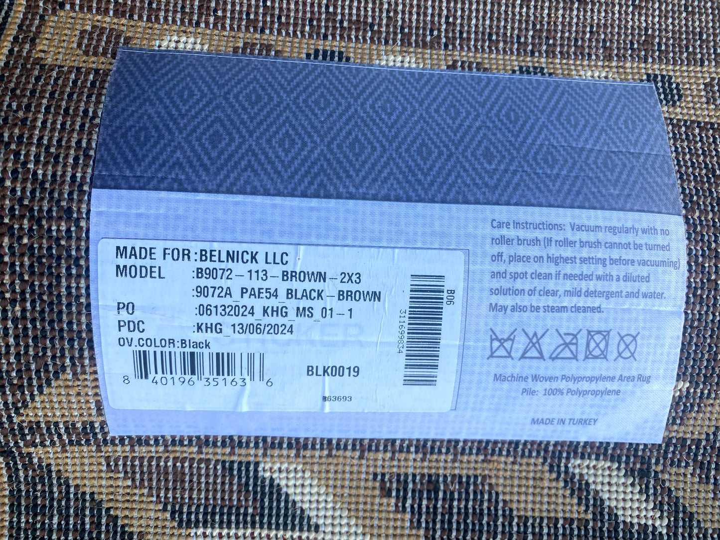 #154 - Masada Rugs Brown Southwest Area Rug, Approx. 39 3/4” x 23 1/2” - (IN CONDITION AS SHOWN)