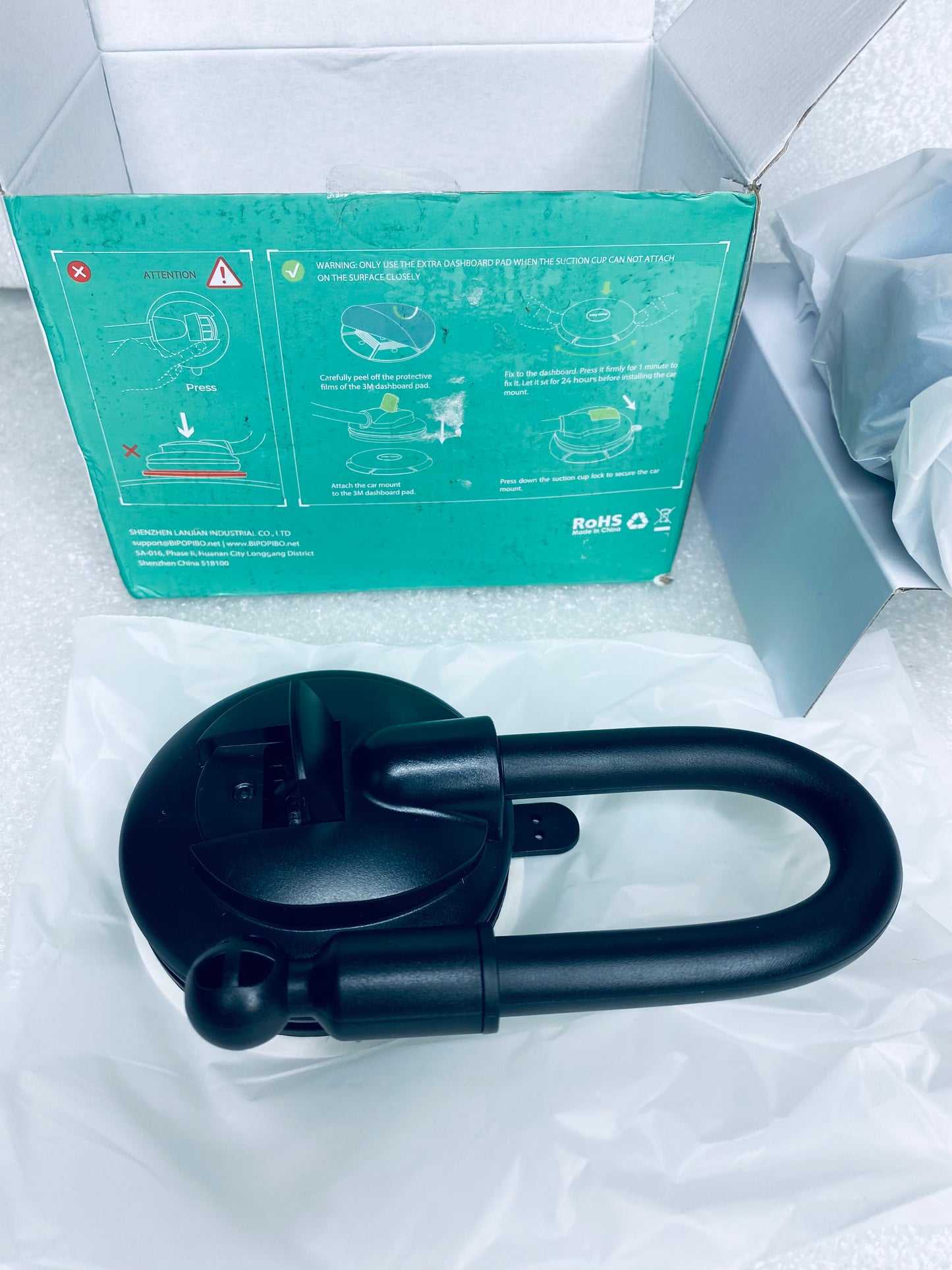 #38 - open Box - Bipopibo Car Phone Windshield Mount With Flexible Arm - (READ) - (IN CONDITION AS SHOWN)
