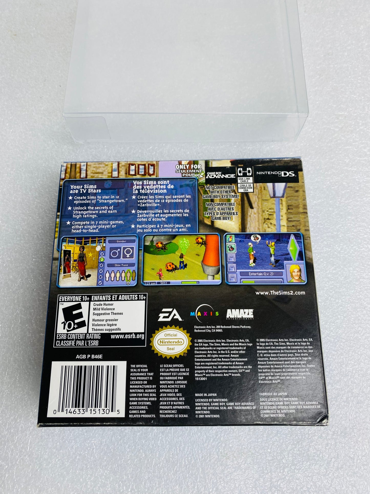 the Sims 2 (Nintendo Game Boy Advance, 2005) W/Plastic Cover - (READ)