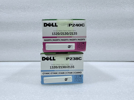 lot Of 2 - New Dell P240C Magenta & P238C Cyan Printer Ink Cartridges - (READ)
