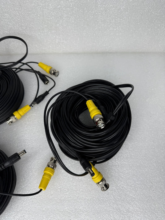 lot of 3 - 60 ft. BNC Video Power Cables for CCTV DVR Security Cameras - (READ)
