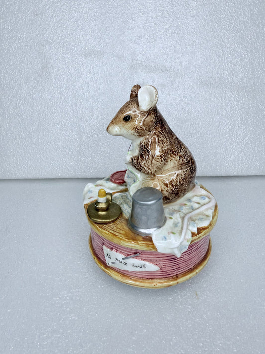 Beatrix Potter 1996 Unesco Revolving Music Box Brahms Lullaby, 5" x 3.75"-(READ)