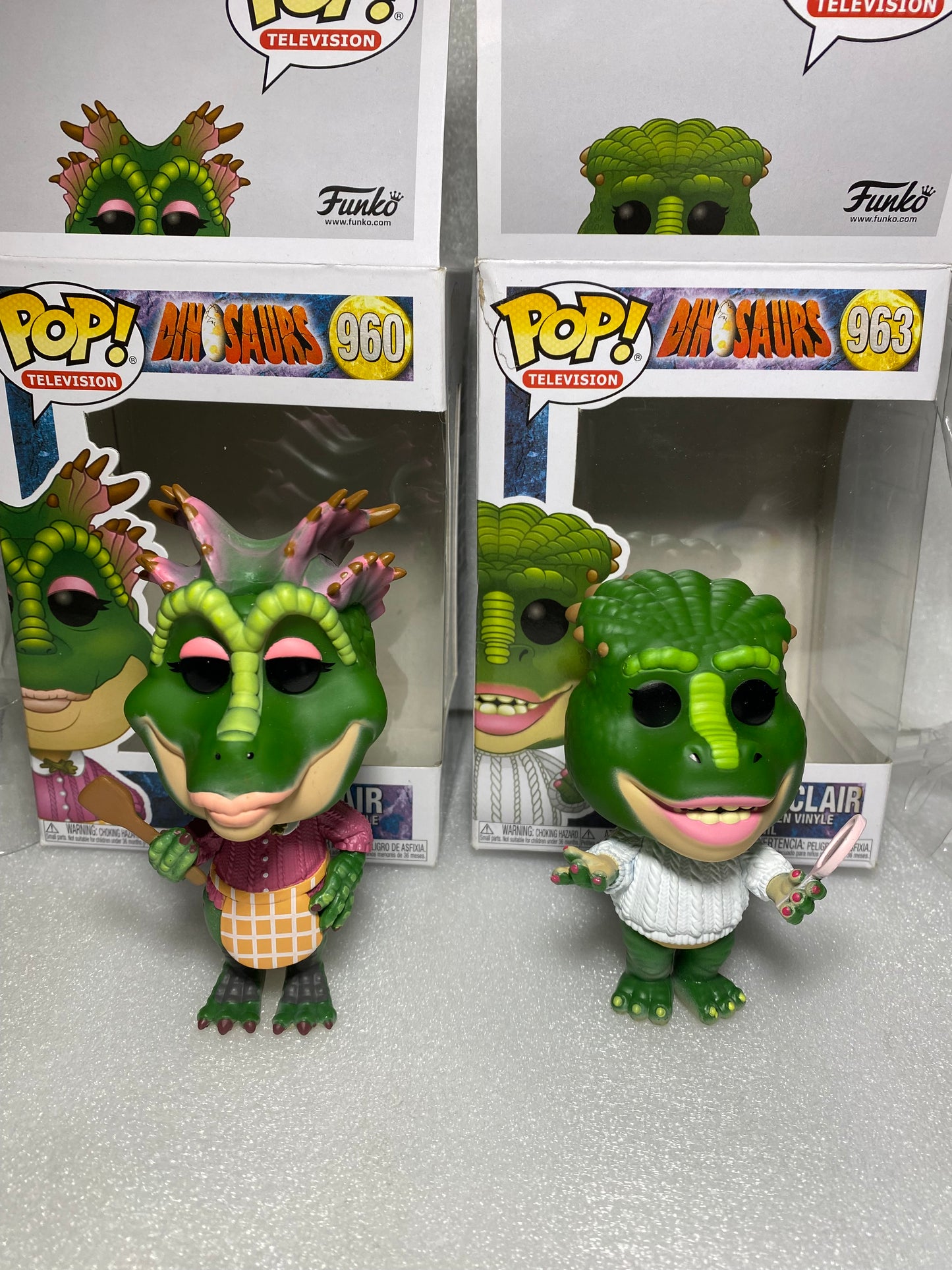 funko Pop Dinosaurs Figures #963 Charlene & #960 Fran 7" x 6.5" x 4.5" - (READ)