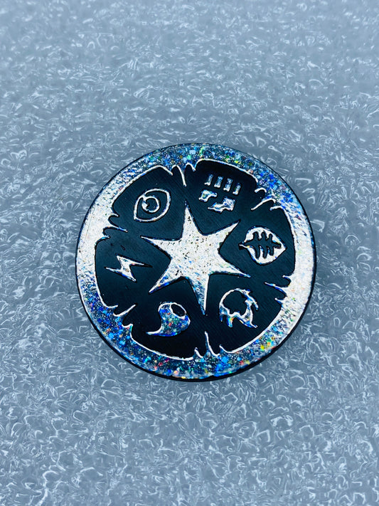 pokemon Energy Symbols Silver/Black Rainbow Dark Rampage 1 3/16" Coin - (READ)
