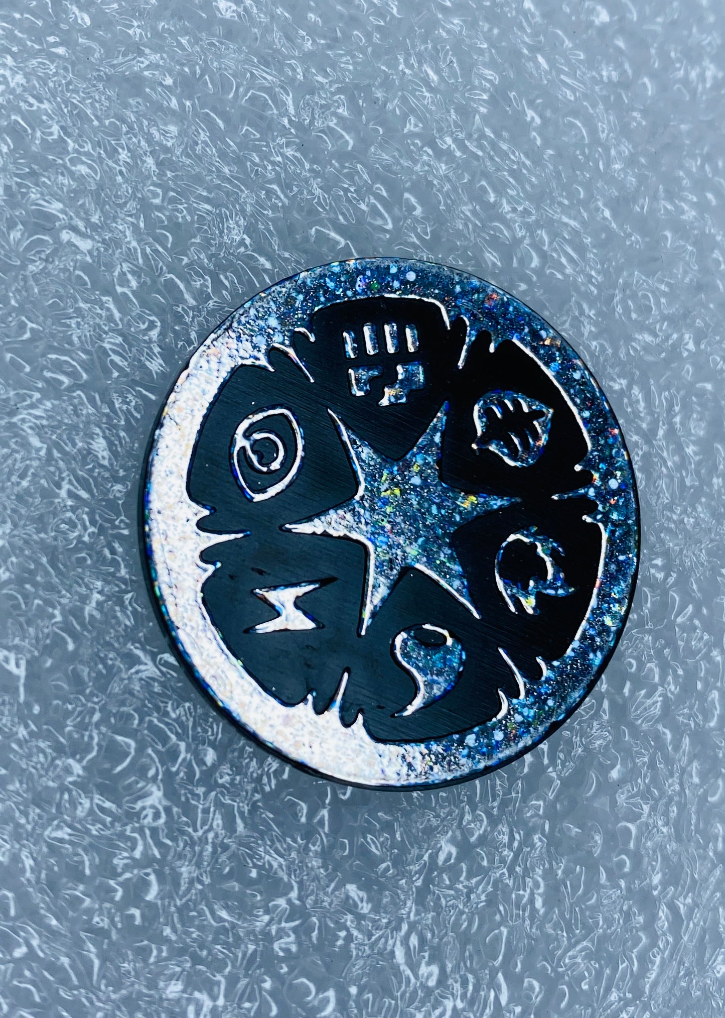 pokemon Energy Symbols Silver/Black Rainbow Dark Rampage 1 3/16" Coin - (READ)