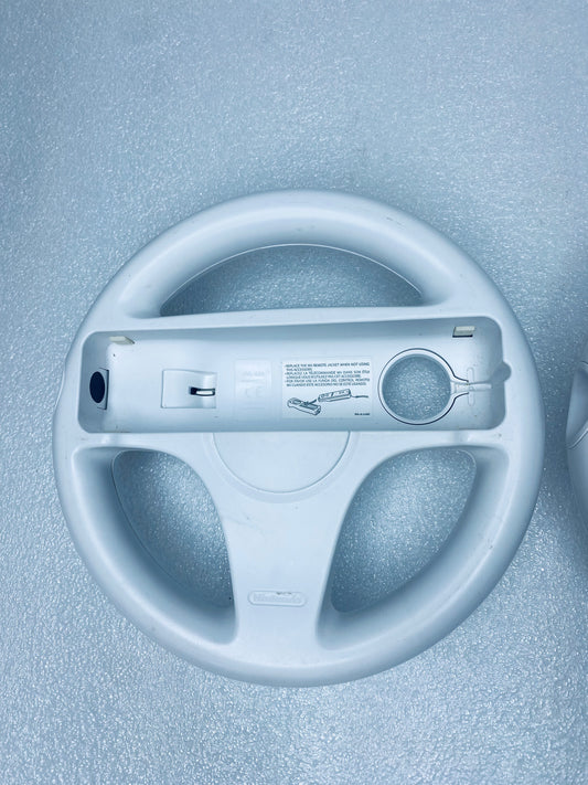 lot Of 2 - Nintendo Wii 7" Racing Wheels For Remote Controllers, White, RVL-024