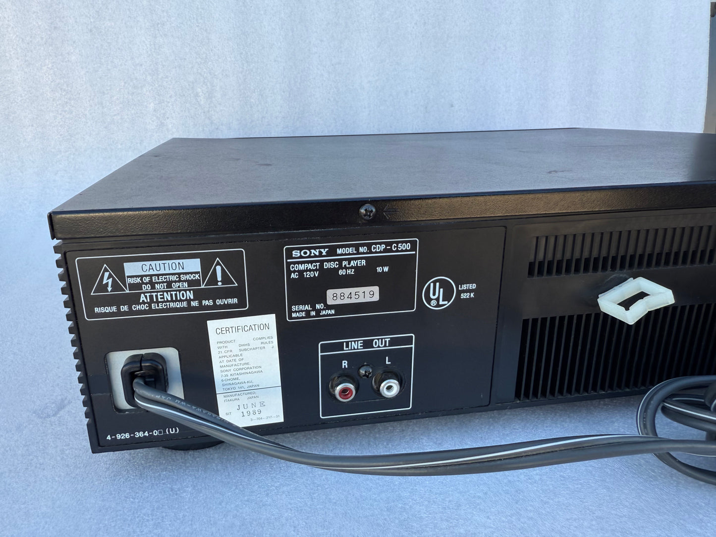 sony 5 Disc Compact Disc Player CDP-500, Black, 17" x 15" x 4" - (READ)