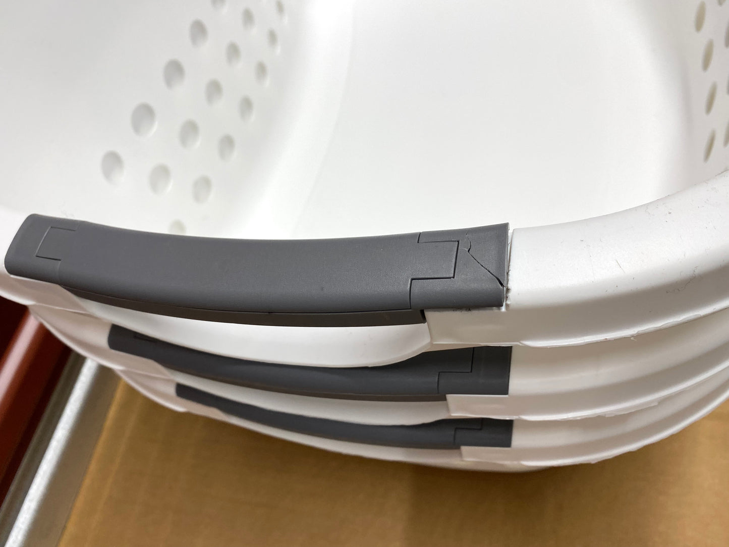 #81 - lot of 3 -New Other Iris USA White Laundry Baskets W/Carry Handles- (READ) - (IN CONDITION AS SHOWN)