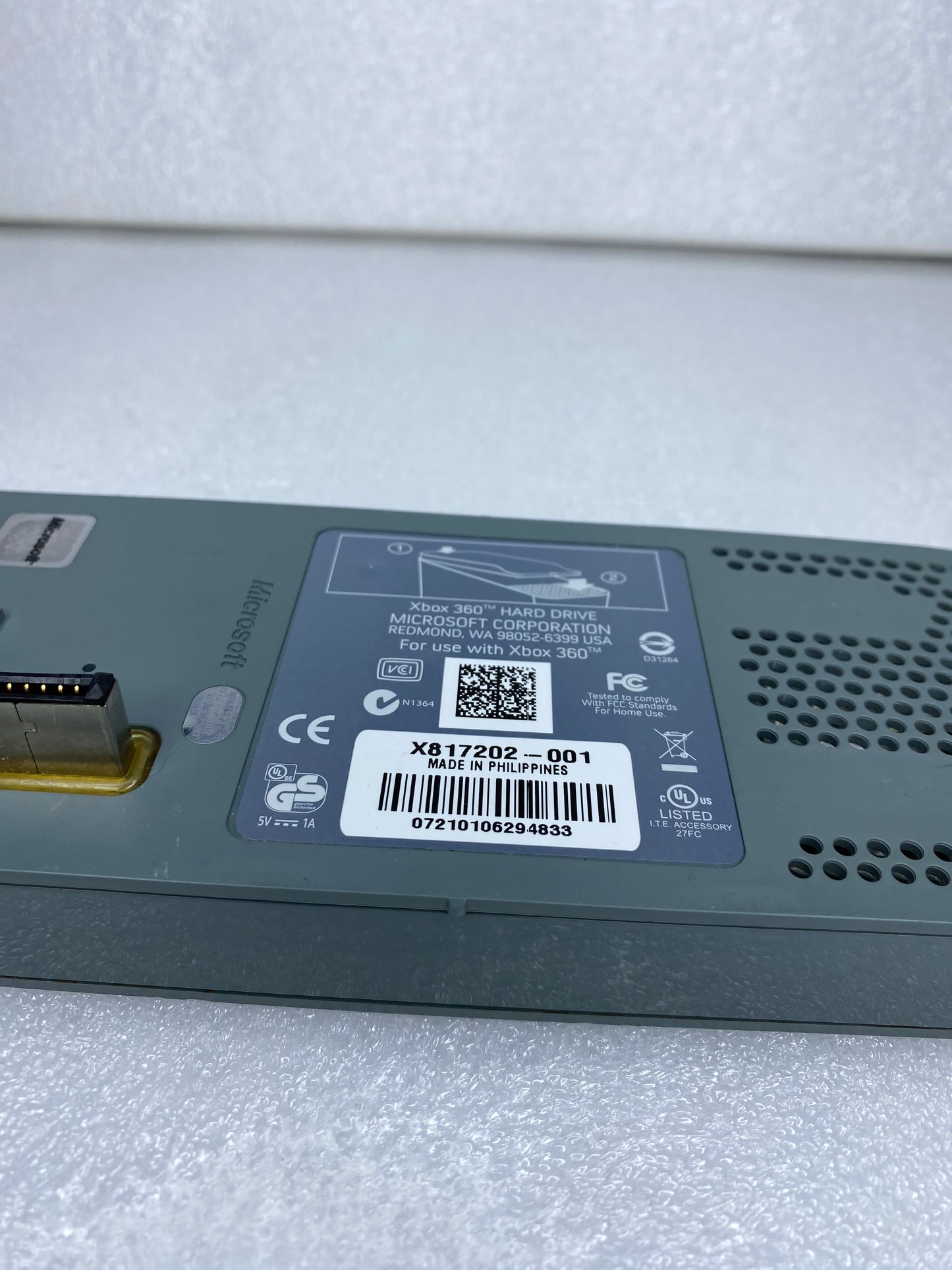 #05 - microsoft Xbox 360 60GB External Hard Drive, Gray, X817202-001 - (READ) - (IN CONDITION AS SHOWN)