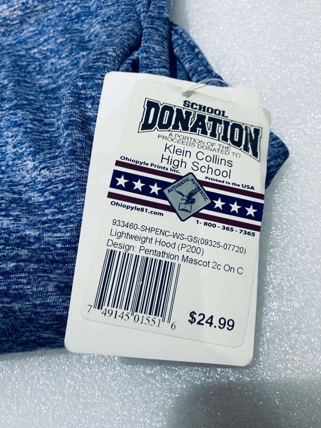 #45 - new - Ohiopyle Prints Klein Collins High, Lightweight Hood, Large - (READ) - (IN CONDITION AS SHOWN)