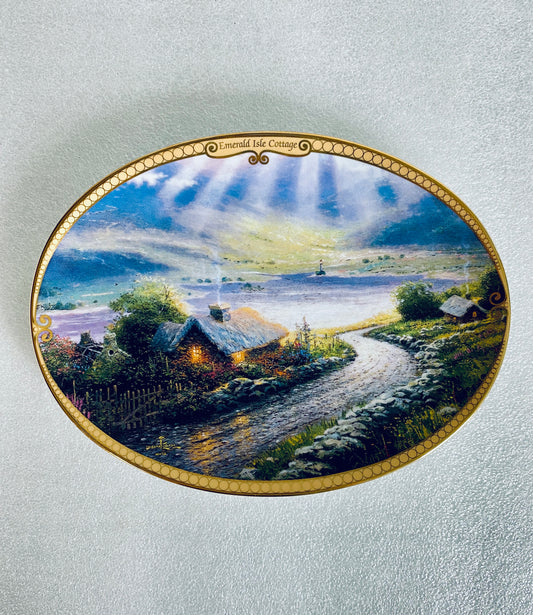 thomas Kinkade's Scenes Of Serenity "Emerald Isle Cottage" Oval Plate With COA
