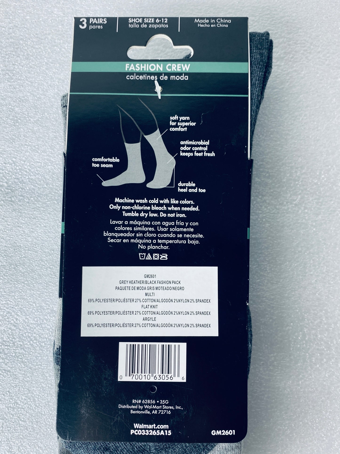 lot Of 3 New – George Fashion Crew Socks, Shoe Size 6-12, 9 Pairs Total