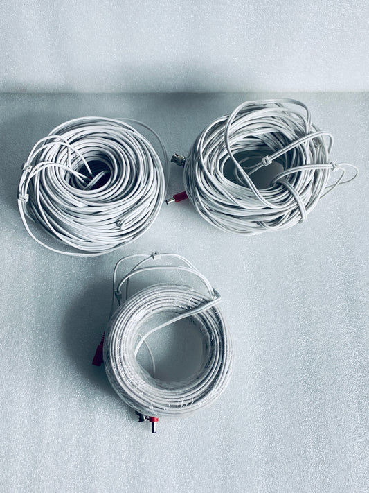 lot of 3 - ONN 100ft. White BNC Security Cables