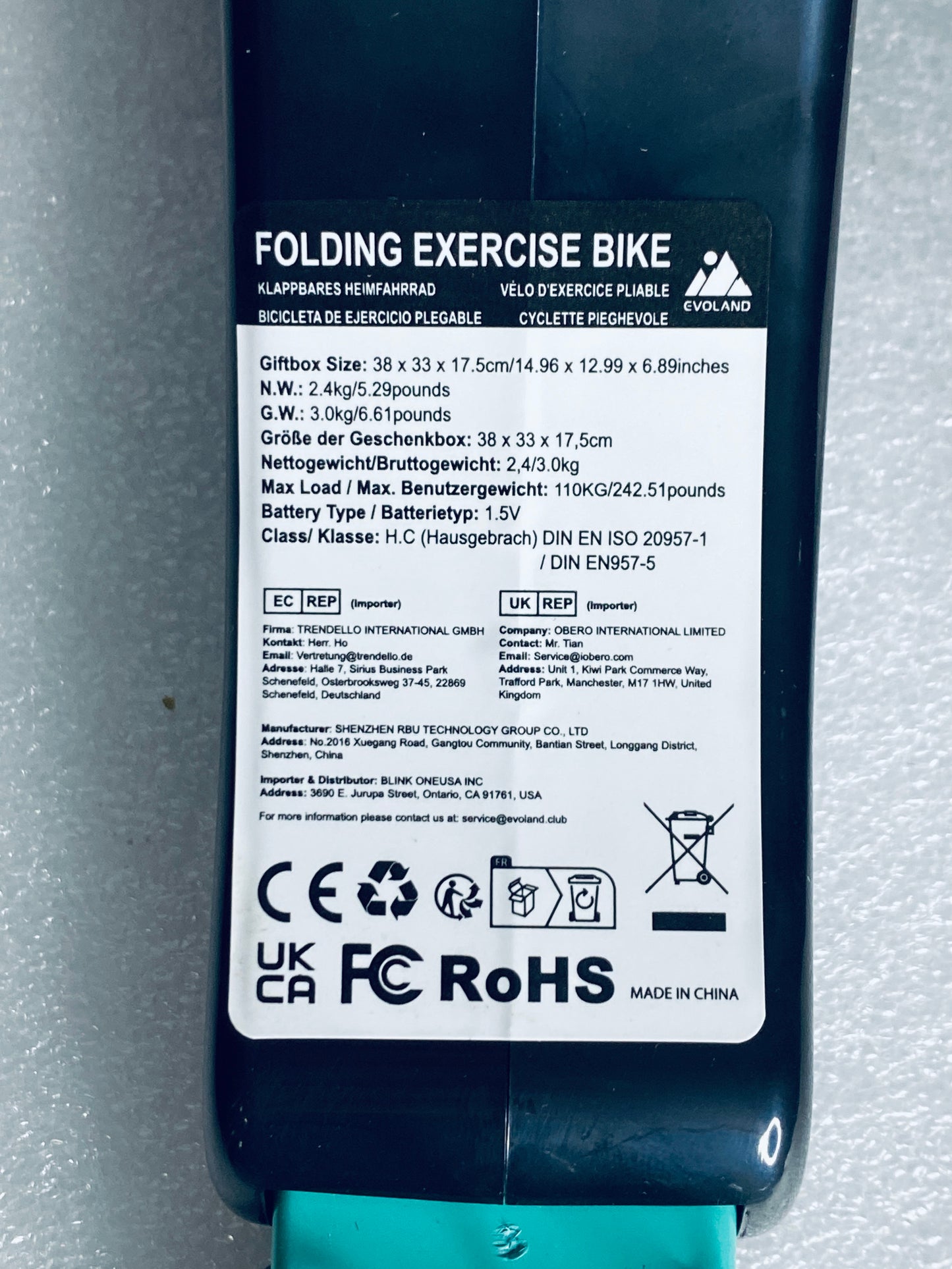 new Other -Evoland Folding Under Desk Mini Exercise Bike With LCD Display - READ